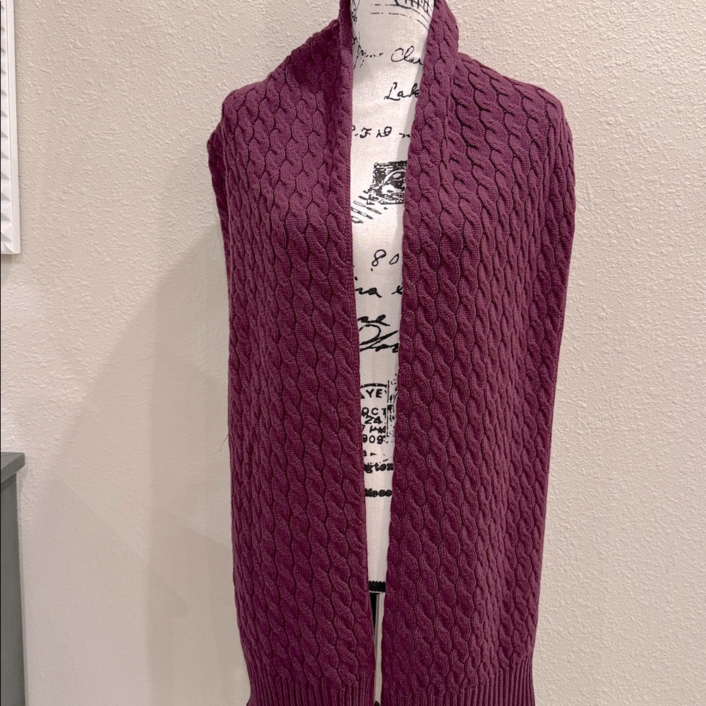 Coach Burgundy Cable Knit Scarf - Picture 3 of 7